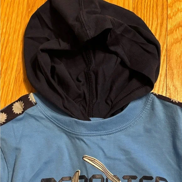 NWT LEGO Ninjago Blue and Black Long Sleeve Hooded Graphic Shirt Size 7 - Picture 3 of 3